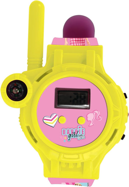 Lexibook, Barbie, Orologio Walkie-Talkie, 2 pezzi, Portata fino a 200m, Torcia, Bussola, Ricaricabile, Rosa, DMWTW1BB