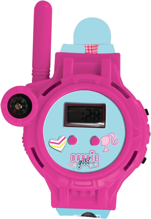 Lexibook, Barbie, Orologio Walkie-Talkie, 2 pezzi, Portata fino a 200m, Torcia, Bussola, Ricaricabile, Rosa, DMWTW1BB