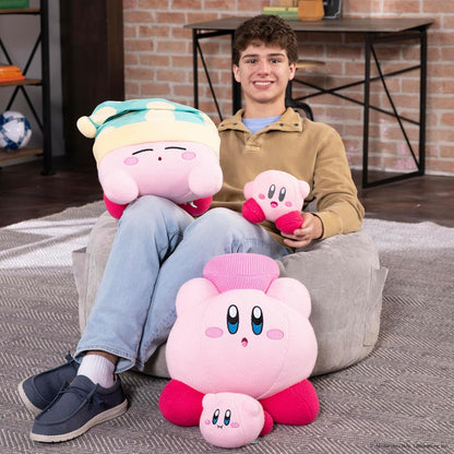 TOMY Nuiguru - Peluche Kirby e amico a forma di cuore, lavorato a maglia e all'uncinetto, peluche da collezione all'uncinetto, peluche morbido e accogliente e decorazione per la stanza, 38 cm