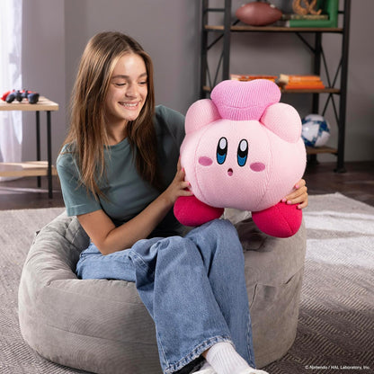 TOMY Nuiguru - Peluche Kirby e amico a forma di cuore, lavorato a maglia e all'uncinetto, peluche da collezione all'uncinetto, peluche morbido e accogliente e decorazione per la stanza, 38 cm