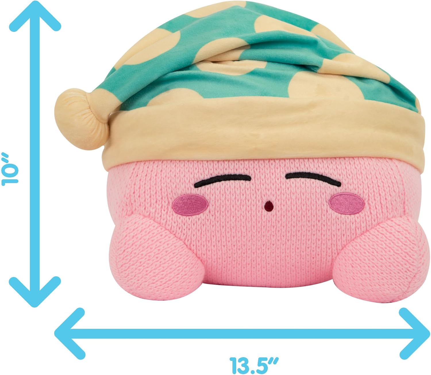 TOMY Nuiguru - Peluche Kirby addormentato Kirby Plushie - Peluche lavorato a maglia e all'uncinetto, da collezione, peluche morbido e accogliente e decorazione per la stanza, 38 cm