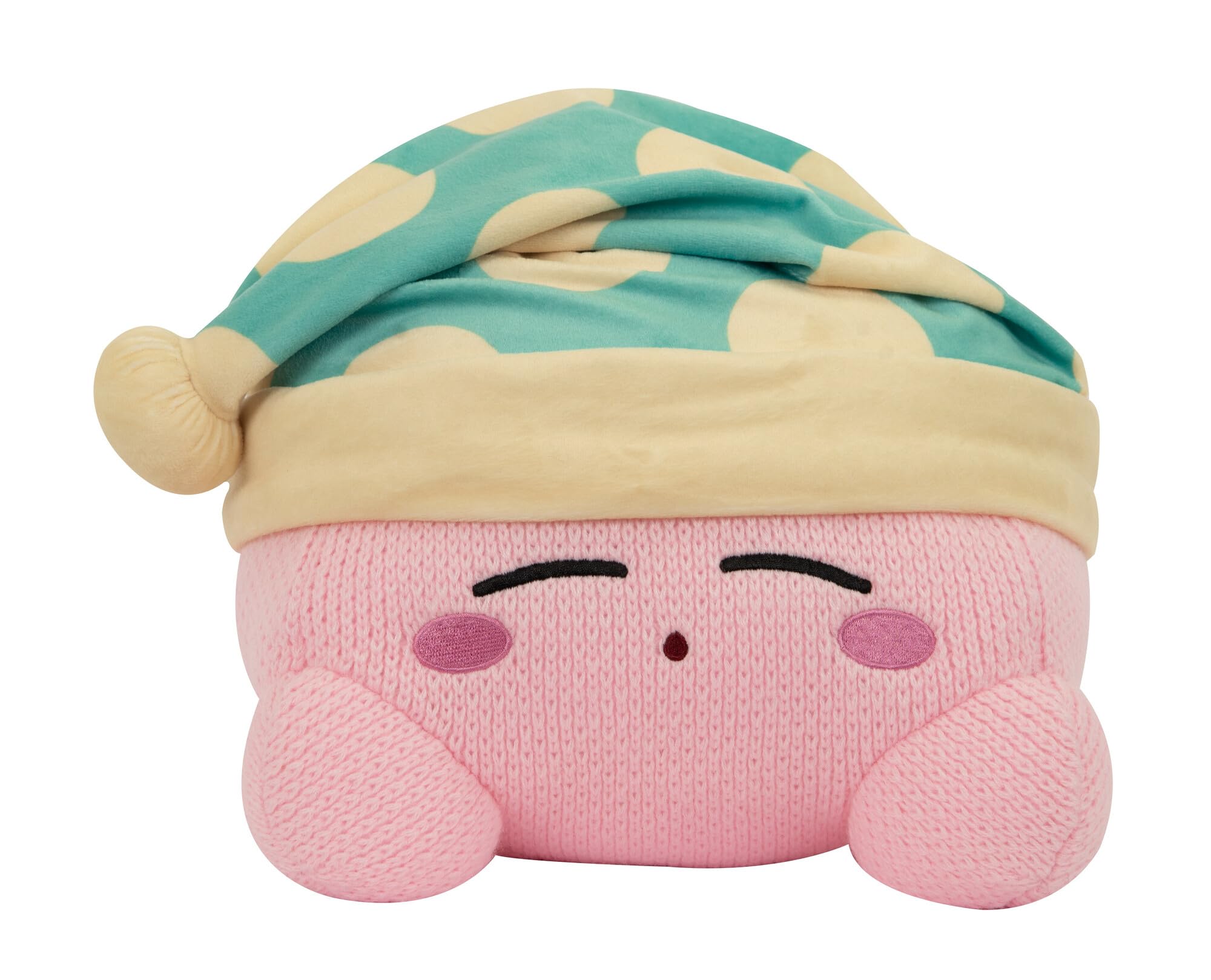 TOMY Nuiguru - Peluche Kirby addormentato Kirby Plushie - Peluche lavorato a maglia e all'uncinetto, da collezione, peluche morbido e accogliente e decorazione per la stanza, 38 cm