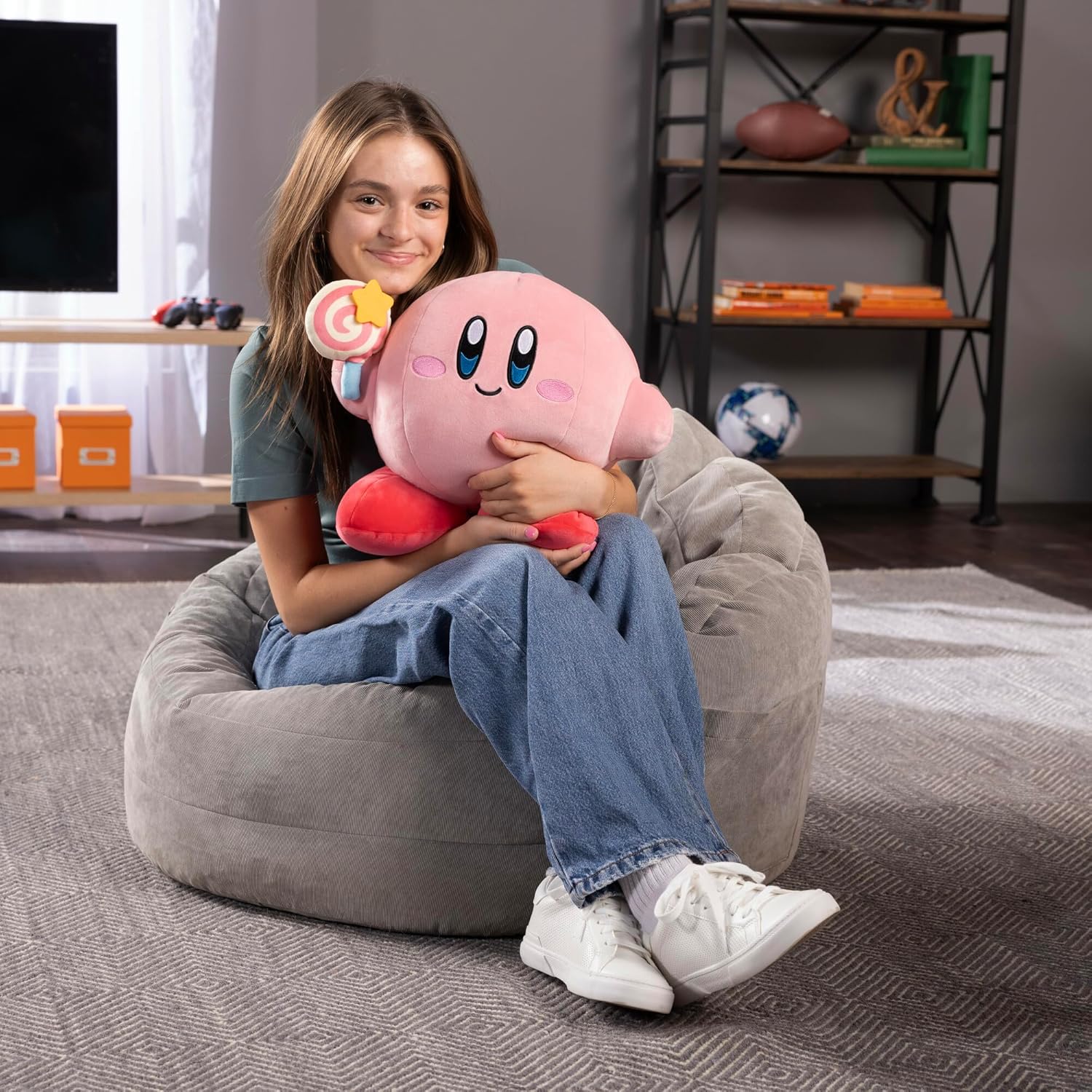 Club Mocchi Mocchi- Kirby Plush - Kirby with Invincible Candy Plushie - Squishy Toys - Collectible and Cute Stuffed Animals - Gaming Gifts and Game Room Decor - Video Game Collectibles - 15 Inch