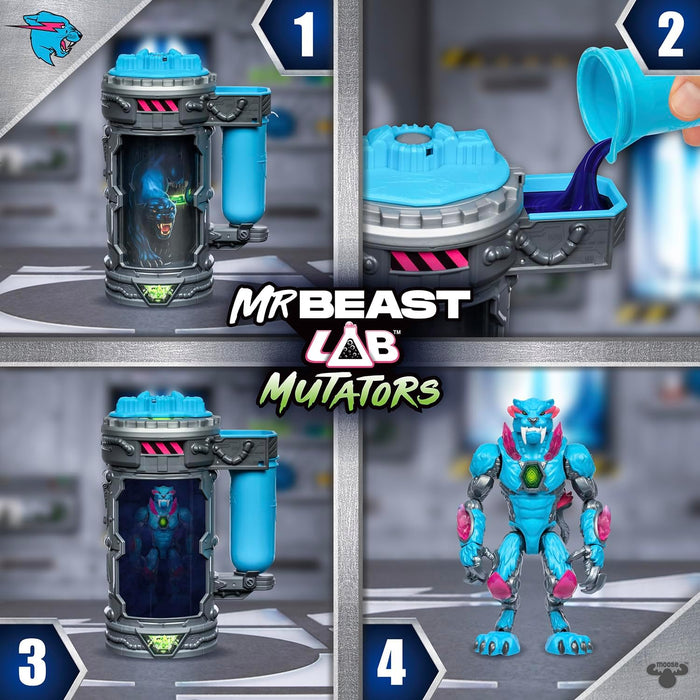 MRBEAST LAB Mutators; Mutiere das ultimative Monster. Experimentiere und erschaffe die Iconic Panther-Actionfigur von MrBeast. 3 zum Sammeln, Iconic Panther, Stealth Panther