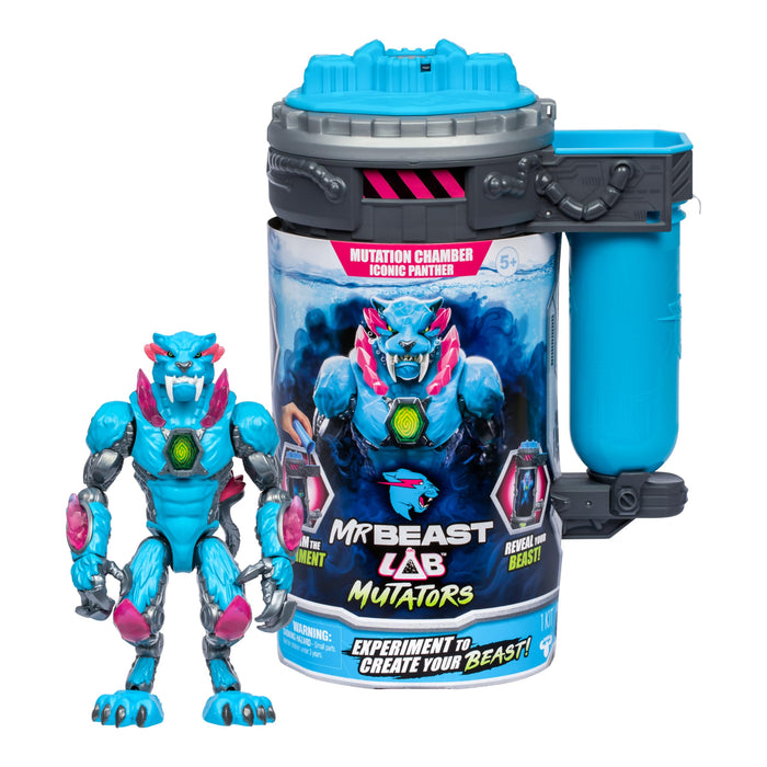 MRBEAST LAB Mutators; Mutiere das ultimative Monster. Experimentiere und erschaffe die Iconic Panther-Actionfigur von MrBeast. 3 zum Sammeln, Iconic Panther, Stealth Panther