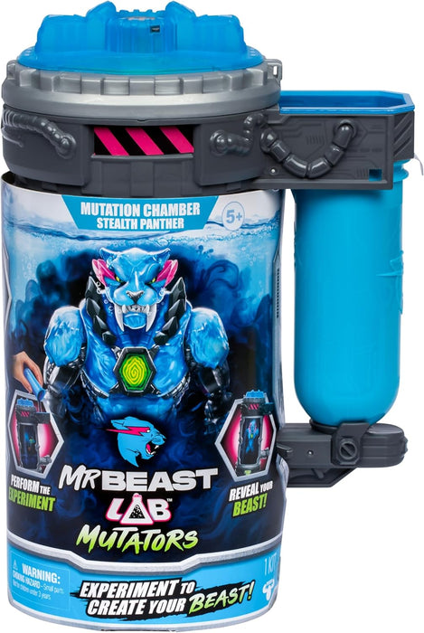 MrBeast Lab Mutators; Mutiere das ultimative Biest. Experimentiere und erschaffe die Stealth Panther-Actionfigur von MrBeast. 3 zum Sammeln, Iconic Panther, Stealth Panther