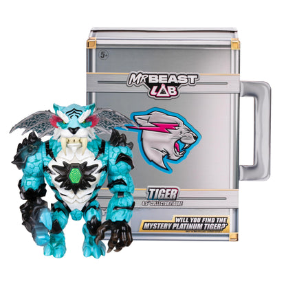 MrBeast Lab à collectionner, Apex Beast Tiger, 15,8 cm, Très détaillé, Emballage de qualité, 13 points d’articulation, Mâchoire puissante, 2 à collectionner, Apex Beast Tiger et Apex Beast
