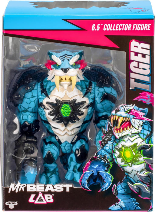 MrBeast Lab à collectionner, Apex Beast Tiger, 15,8 cm, Très détaillé, Emballage de qualité, 13 points d’articulation, Mâchoire puissante, 2 à collectionner, Apex Beast Tiger et Apex Beast