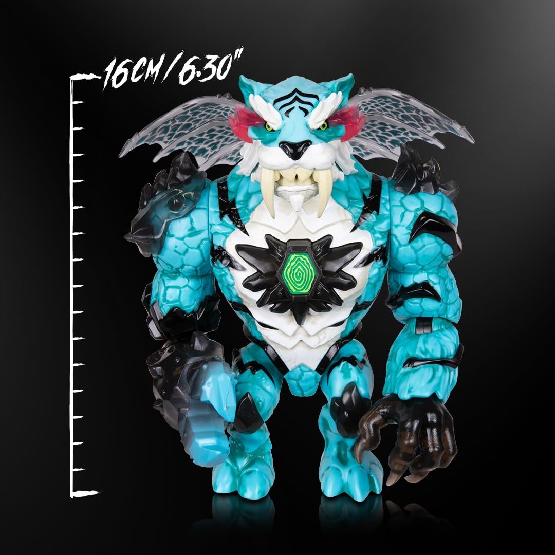 MrBeast Lab à collectionner, Apex Beast Tiger, 15,8 cm, Très détaillé, Emballage de qualité, 13 points d’articulation, Mâchoire puissante, 2 à collectionner, Apex Beast Tiger et Apex Beast