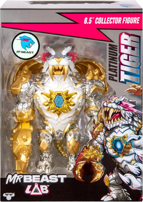 MrBeast Lab à collectionner, Apex Beast Tiger, 15,8 cm, Très détaillé, Emballage de qualité, 13 points d’articulation, Mâchoire puissante, 2 à collectionner, Apex Beast Tiger et Apex Beast