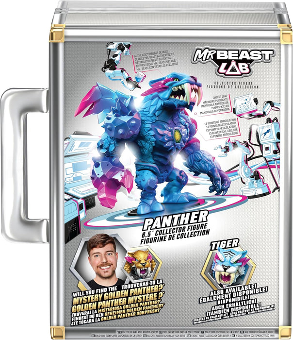 MrBeast Lab à collectionner, Apex Beast Panther, 15,8 cm, Très détaillée, Emballage de qualité, 13 points d’articulation, Mâchoire puissante, 2 à collectionner, Apex Beast Tiger et Apex Beast
