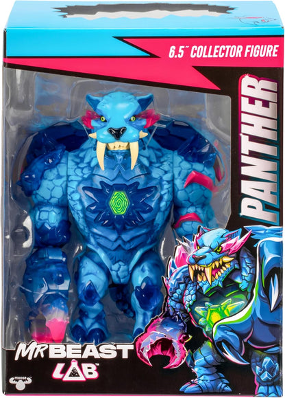 MrBeast Lab à collectionner, Apex Beast Panther, 15,8 cm, Très détaillée, Emballage de qualité, 13 points d’articulation, Mâchoire puissante, 2 à collectionner, Apex Beast Tiger et Apex Beast