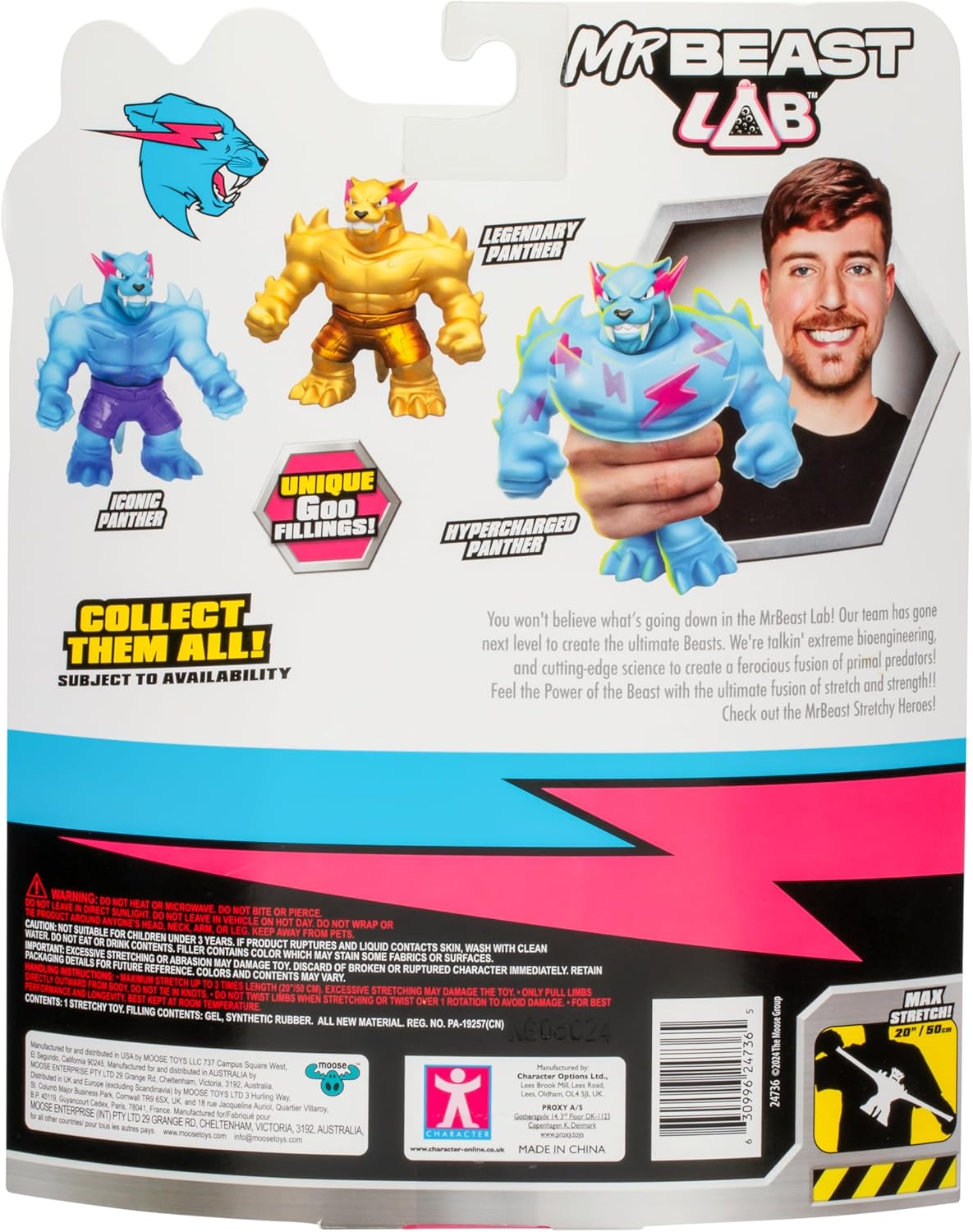 MrBeast Lab – dehnbarer Hypercharged Panther der Heroes of Goo Jit Zu; Drücke + dehne den Panther von MrBeast bis zu 3x in seiner Größe; Sammle alle 3 Figuren; Iconic, Hypercharged &