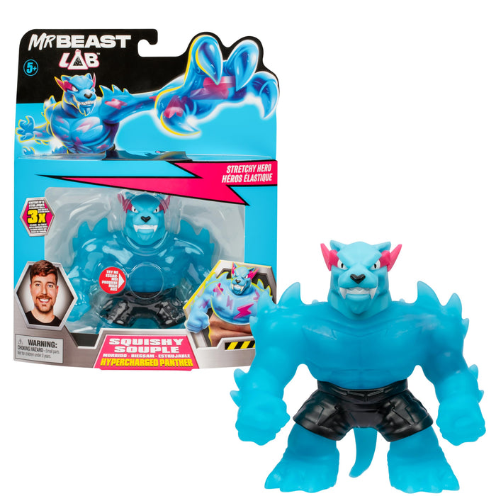 MrBeast Lab – dehnbarer Hypercharged Panther der Heroes of Goo Jit Zu; Drücke + dehne den Panther von MrBeast bis zu 3x in seiner Größe; Sammle alle 3 Figuren; Iconic, Hypercharged &