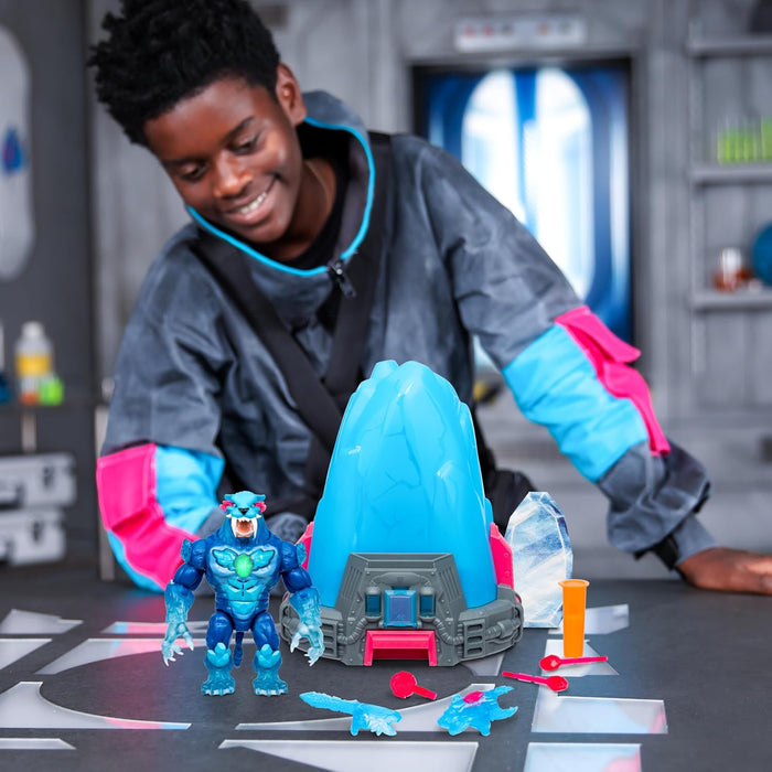 MrBeast Lab Melt The Ice To Release A Beast With The Cryo Lab Collector Figure, 7inch/18cm Figure With 30+ Lights, Sounds And Reactions, Includes 2 Weapons, 2 Big Cat Figures To Collect