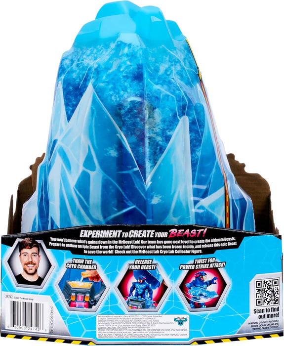 MrBeast Lab Melt The Ice To Release A Beast With The Cryo Lab Collector Figure, 7inch/18cm Figure With 30+ Lights, Sounds And Reactions, Includes 2 Weapons, 2 Big Cat Figures To Collect