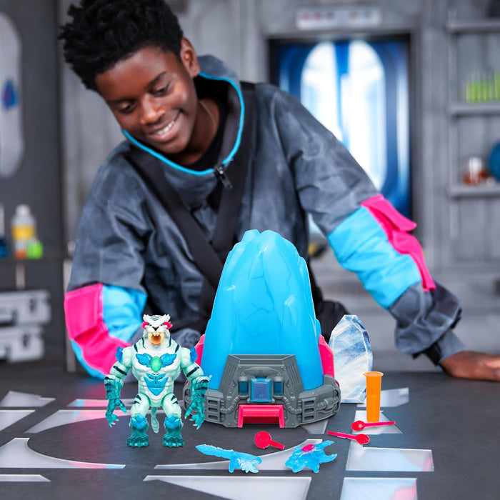 MrBeast Lab Melt The Ice To Release A Beast With The Cryo Lab Collector Figure, 7inch/18cm Figure With 30+ Lights, Sounds And Reactions, Includes 2 Weapons, 2 Big Cat Figures To Collect