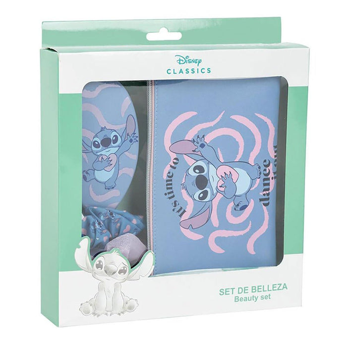 CERDÁ LIFE'S LITTLE MOMENTS -Stitch Beauty Set - Blue Colour - Complete Set - Includes Hairbrush, 2 Hair Pigtails and Case - Original Product