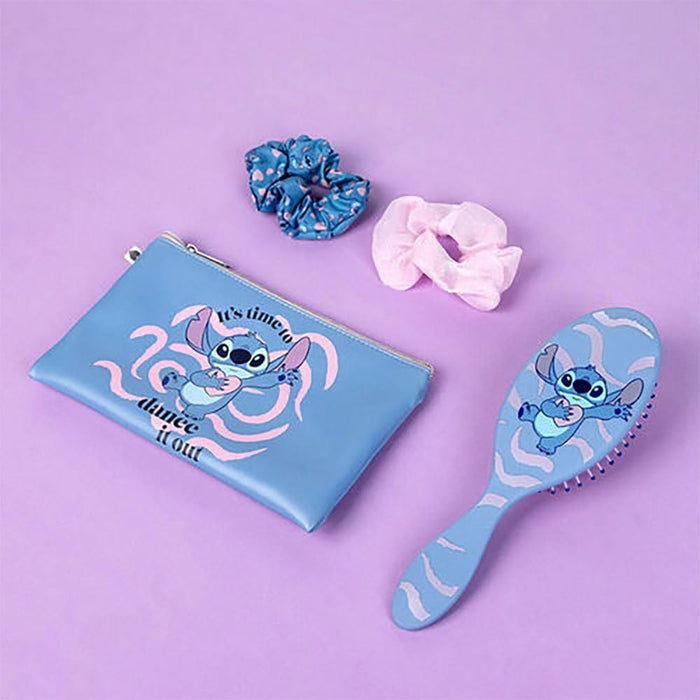 CERDÁ LIFE'S LITTLE MOMENTS -Stitch Beauty Set - Blue Colour - Complete Set - Includes Hairbrush, 2 Hair Pigtails and Case - Original Product