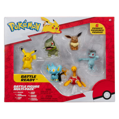 Pokémon Battle Figure 6 Pack - Features 2-Inch Battle Figures of Pikachu, Shuckle, Axew, Shinx, Eevee & Machop