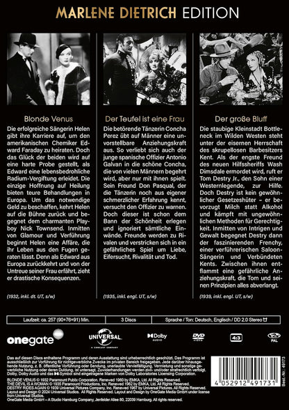 Marlene Dietrich Edition: Blonde Venus / Der Teufel ist eine Frau / Der große Bluff (3 Filme auf 3 DVDs
