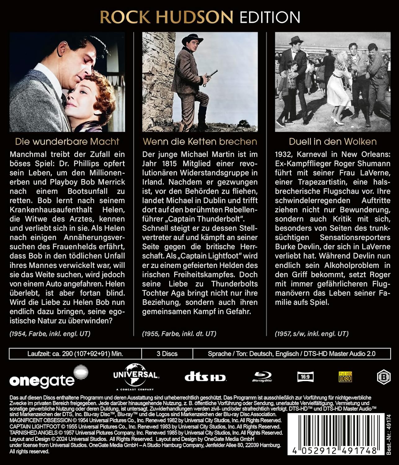 Rock Hudson Edition: Die wunderbare Macht / Wenn die Ketten brechen / Duell in den Wolken (3 Filme auf 3 Blu-rays