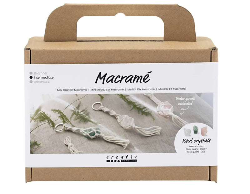 CREATIV E Mini Craft Kit Macramé, Dusty Rose, mat Transparant, Licht Natuurlijk, Stoffig Groen, 1 Pack