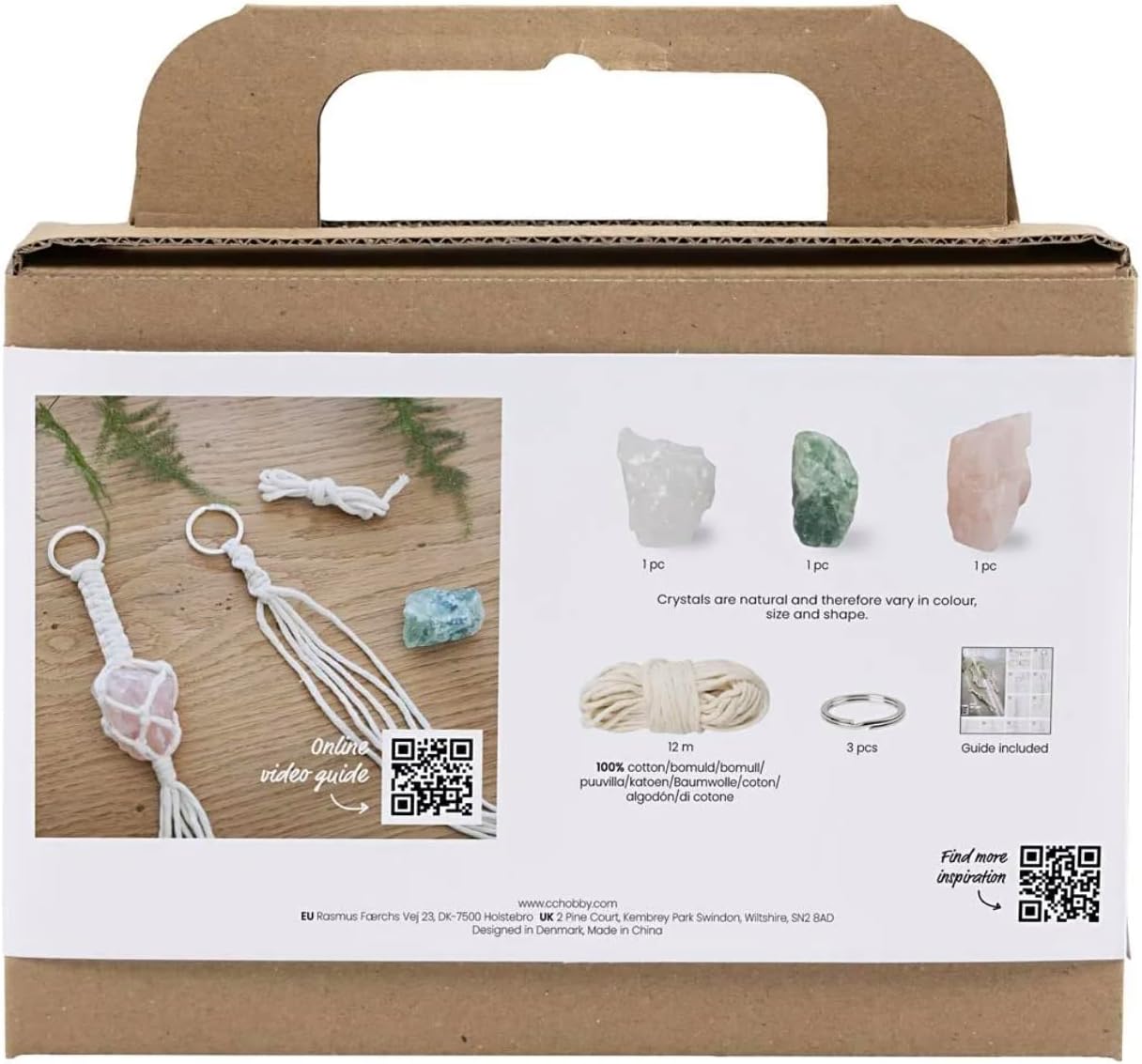 CREATIV E Mini Craft Kit Macramé, Dusty Rose, mat Transparant, Licht Natuurlijk, Stoffig Groen, 1 Pack