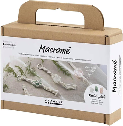 CREATIV E Mini Craft Kit Macramé, Dusty Rose, mat Transparant, Licht Natuurlijk, Stoffig Groen, 1 Pack