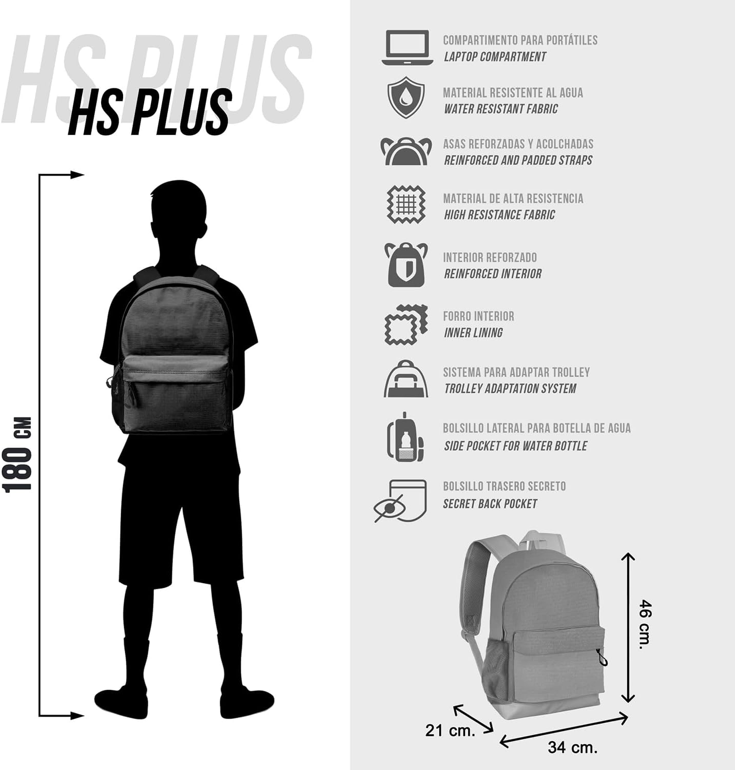 Wednesday Chains-Plus HS Backpack, Black, 30 x 44 cm, Capacity 23 L