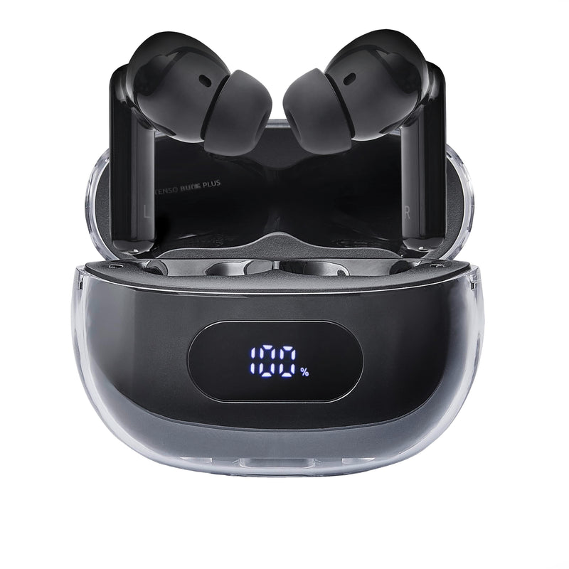Intenso Buds Plus - Cuffie TWS True Wireless T310AE con cancellazione attiva del rumore, ENC, Bluetooth e fino a 25 ore di riproduzione musicale, colore: Nero