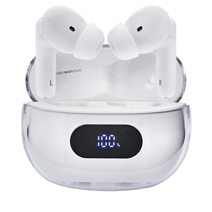 Intenso Buds Plus - Cuffie TWS True Wireless T312AE con cancellazione attiva del rumore, ENC, Bluetooth e fino a 25 ore di riproduzione musicale, colore: Bianco