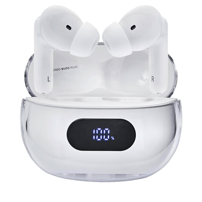 Intenso Buds Plus - Cuffie TWS True Wireless T312AE con cancellazione attiva del rumore, ENC, Bluetooth e fino a 25 ore di riproduzione musicale, colore: Bianco
