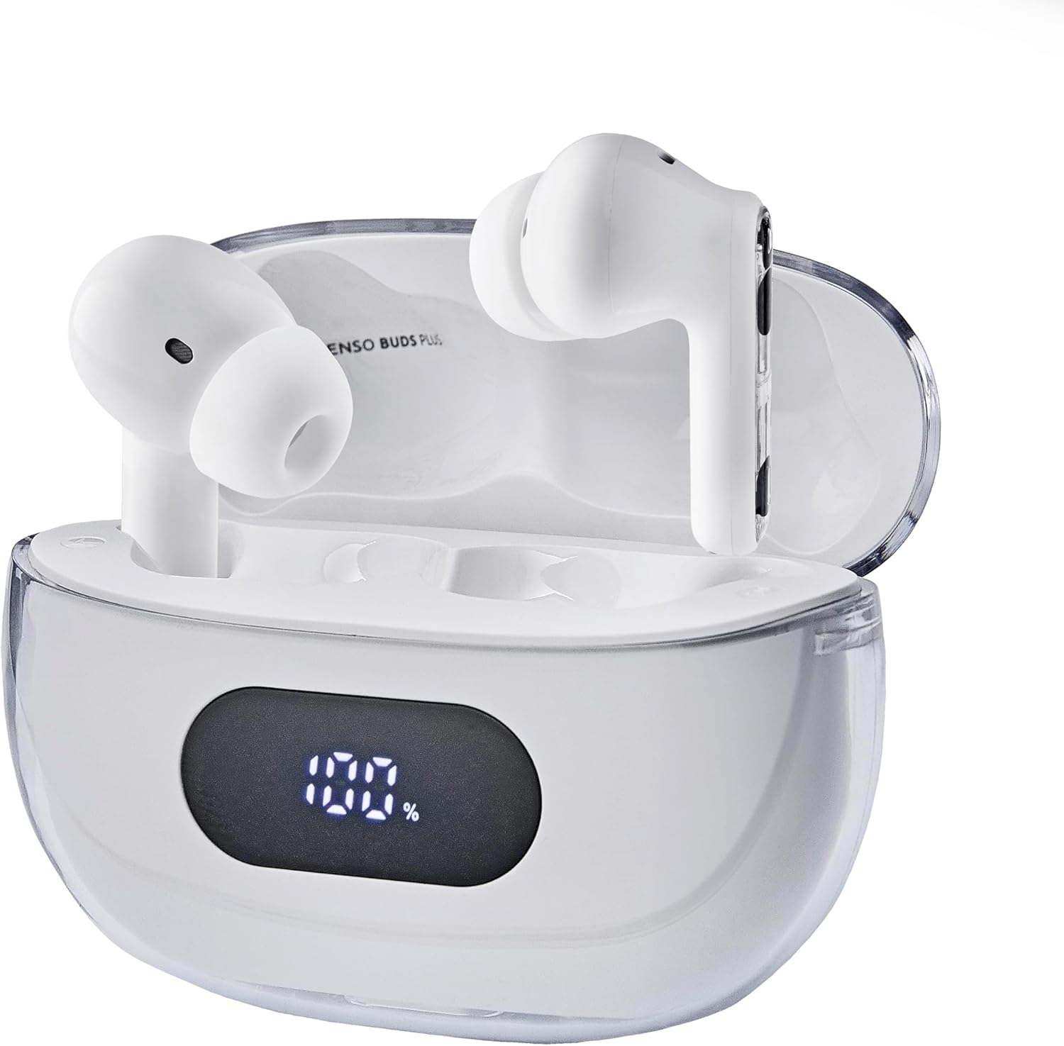 Intenso Buds Plus - Cuffie TWS True Wireless T312AE con cancellazione attiva del rumore, ENC, Bluetooth e fino a 25 ore di riproduzione musicale, colore: Bianco