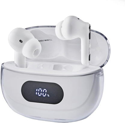Intenso Buds Plus - Cuffie TWS True Wireless T312AE con cancellazione attiva del rumore, ENC, Bluetooth e fino a 25 ore di riproduzione musicale, colore: Bianco