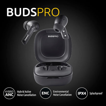 Intenso Buds Pro - Cuffie TWS True Wireless T510HAE con Hybrid ANC, ENC, Bluetooth e fino a 35 ore di riproduzione musicale, colore: Nero