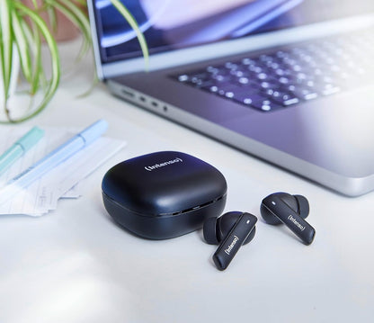 Intenso Buds Pro - Cuffie TWS True Wireless T510HAE con Hybrid ANC, ENC, Bluetooth e fino a 35 ore di riproduzione musicale, colore: Nero