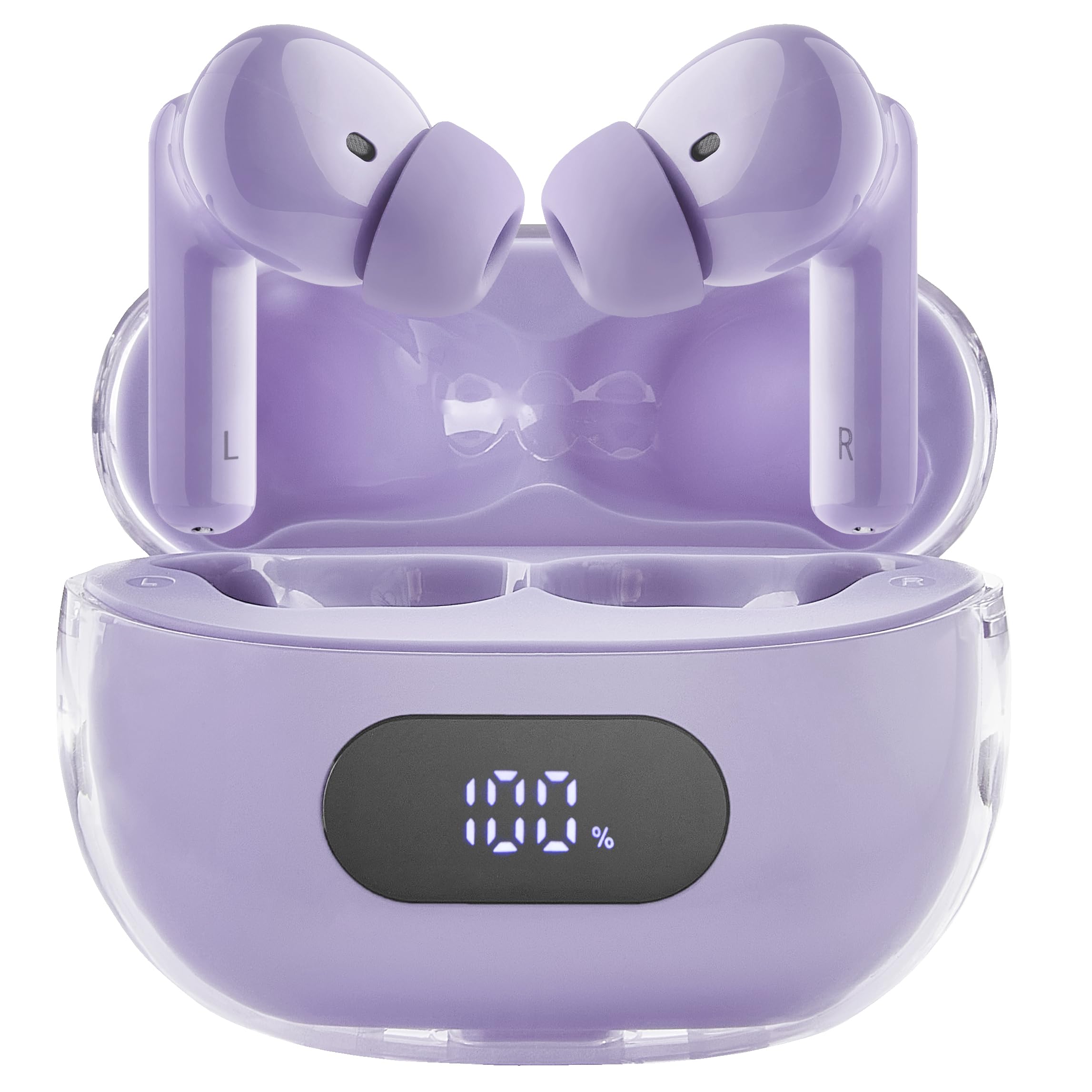 Intenso Buds Plus - Cuffie TWS True Wireless T313AE con cancellazione attiva del rumore, ENC, Bluetooth e fino a 25 ore di riproduzione musicale, viola