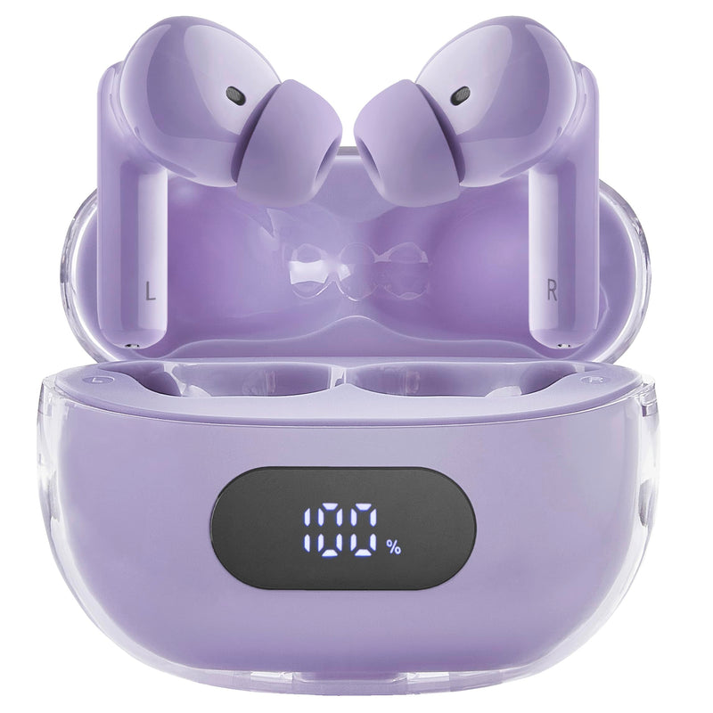Intenso Buds Plus - Cuffie TWS True Wireless T313AE con cancellazione attiva del rumore, ENC, Bluetooth e fino a 25 ore di riproduzione musicale, viola
