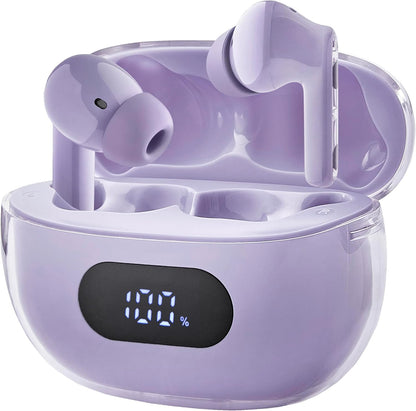 Intenso Buds Plus - Cuffie TWS True Wireless T313AE con cancellazione attiva del rumore, ENC, Bluetooth e fino a 25 ore di riproduzione musicale, viola