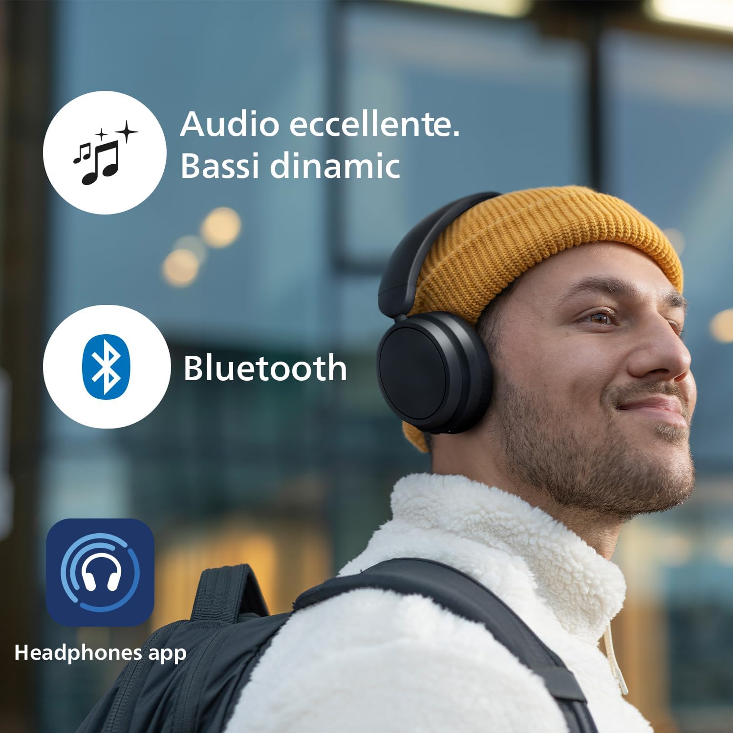 PHILIPS TAH5209BK/00 Lightweight On Ear Wireless Bluetooth Headphones with Passive Noise Isolation - 65 Hours Play Time, Natural Sound, Clear Calls, Dynamic Bass, 2 Hours USB-C Charging- Black