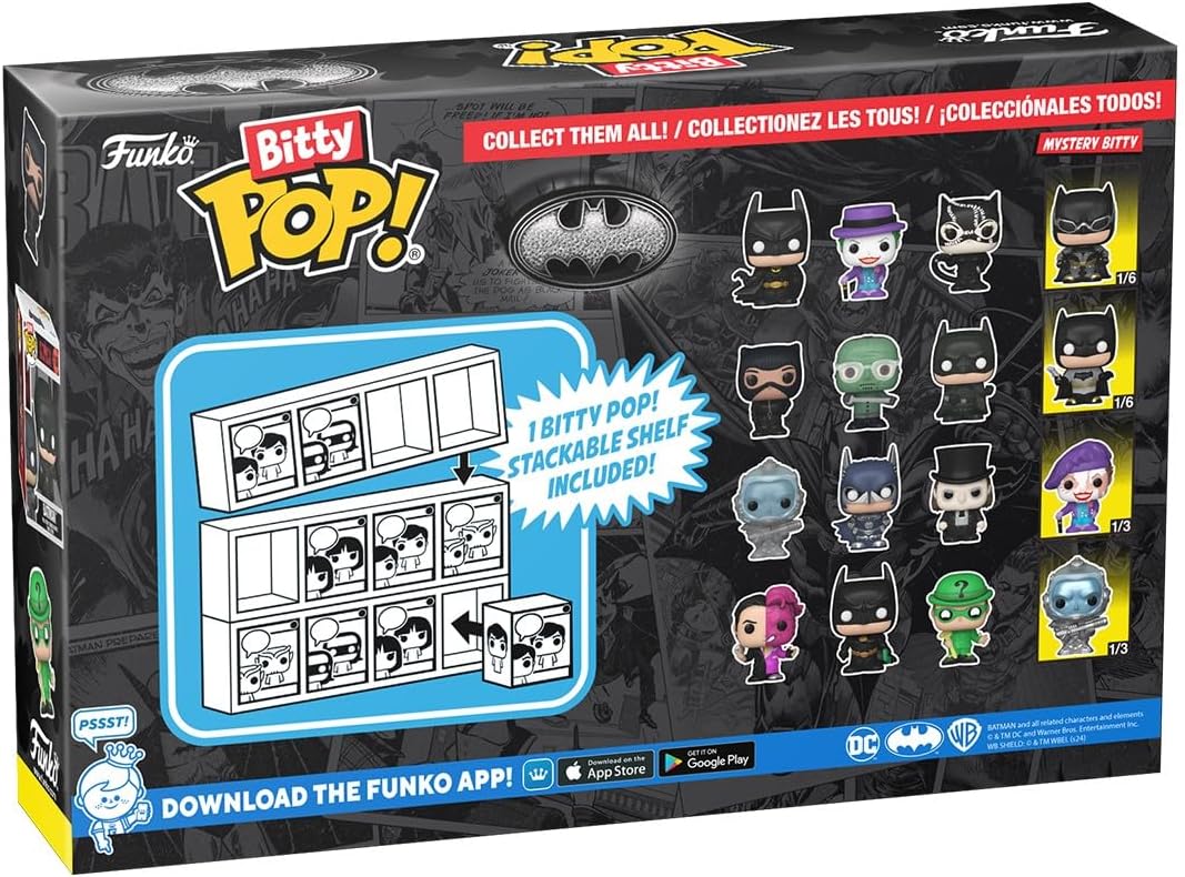 Funko Bitty Pop! Batman 85th Anniversary: Mini Collectible Toys 4-Pack - Batman™ - 1989, The Joker™ - Batman™ 1989, Catwoman™ - Batman™ Returns, & Mystery Chase Figure (Styles May Vary