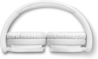 PHILIPS TAH5209WT/00 Lightweight On Ear Wireless Bluetooth Headphones with Passive Noise Isolation - 65 Hours Play Time, Natural Sound, Clear Calls, Dynamic Bass, 2 Hours USB-C Charging- White