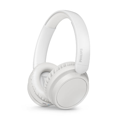 PHILIPS TAH5209WT/00 Lightweight On Ear Wireless Bluetooth Headphones with Passive Noise Isolation - 65 Hours Play Time, Natural Sound, Clear Calls, Dynamic Bass, 2 Hours USB-C Charging- White