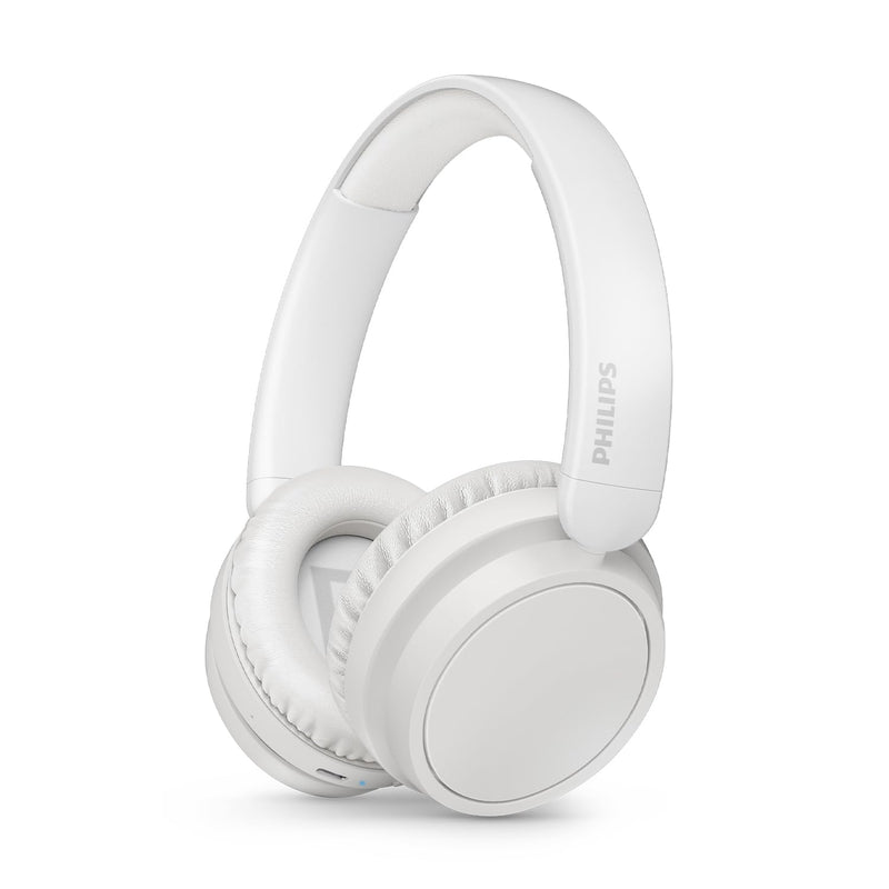 PHILIPS TAH5209WT/00 Lightweight On Ear Wireless Bluetooth Headphones with Passive Noise Isolation - 65 Hours Play Time, Natural Sound, Clear Calls, Dynamic Bass, 2 Hours USB-C Charging- White