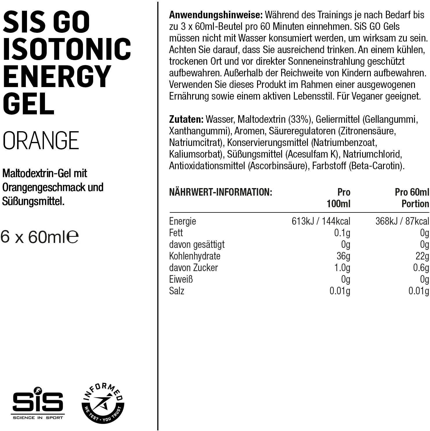 GO Energy Gel multipack - box of 6 gels - orange