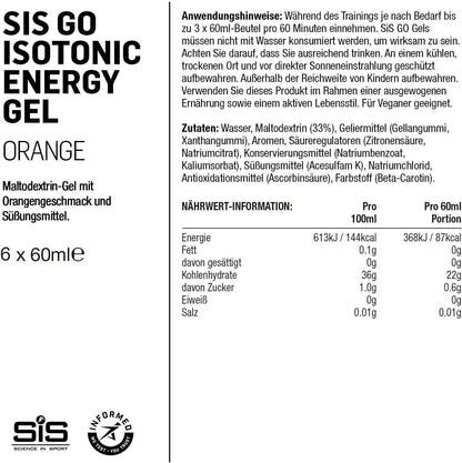 GO Energy Gel multipack - box of 6 gels - orange