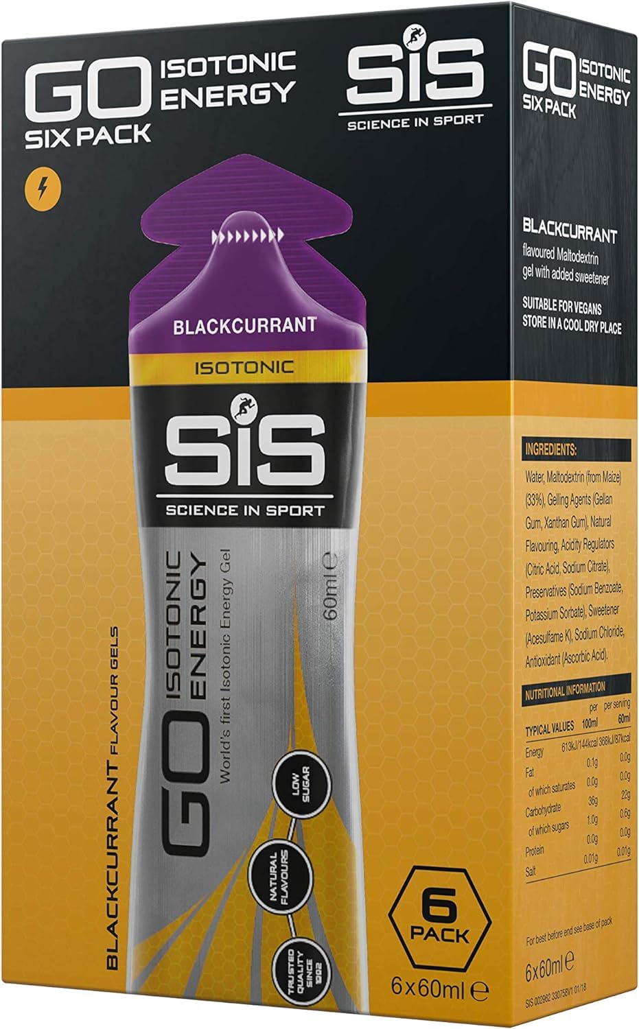 Science In Sport Science In Sport GO Energy Gel multipack - box of 6 gels - blackcurrant