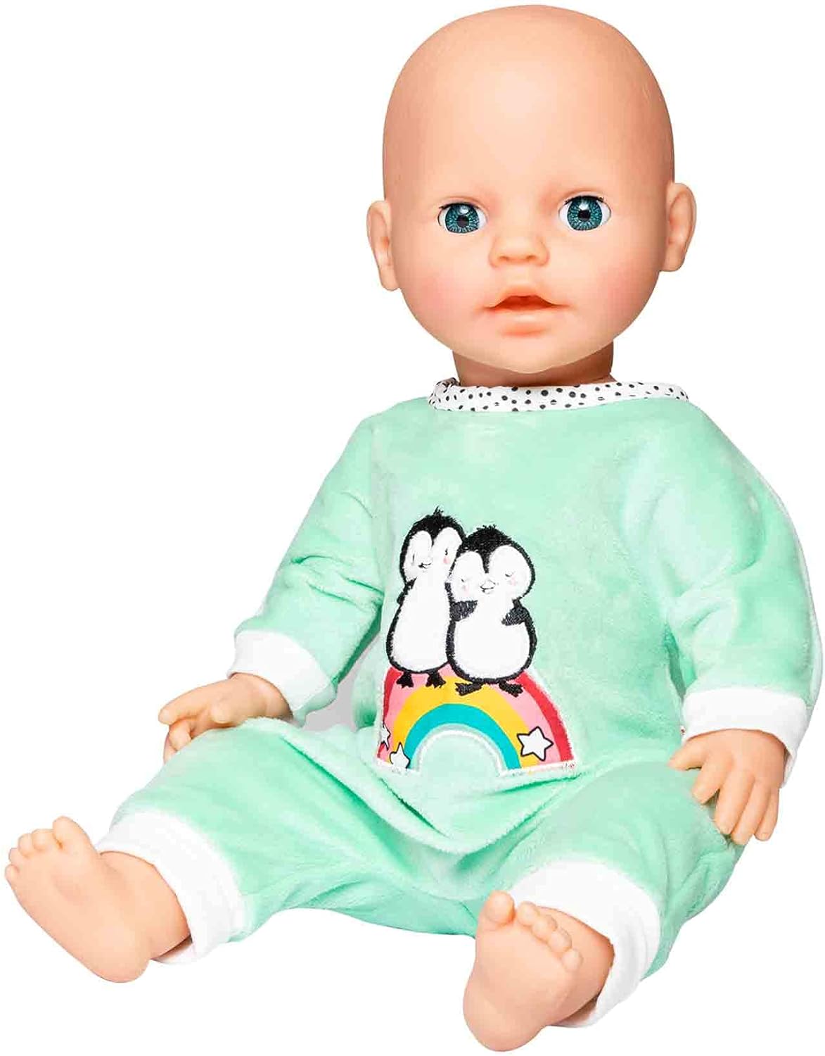 Heless 9181 - Romper voor poppen in pinguïnstippendesign, gemaakt van zacht velours met hoogwaardig borduurwerk, maat 20 - 25 cm, verpakking van 1