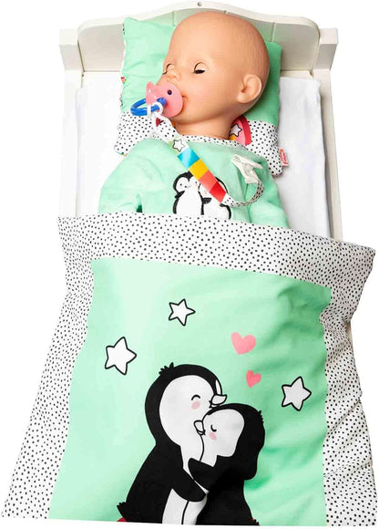 Heless 9181 - Romper voor poppen in pinguïnstippendesign, gemaakt van zacht velours met hoogwaardig borduurwerk, maat 20 - 25 cm, verpakking van 1